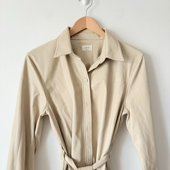 Aritzia Wilfred Caroline Belted Vegan Leather Shirt Dress Size Small - Picture 7 of 10